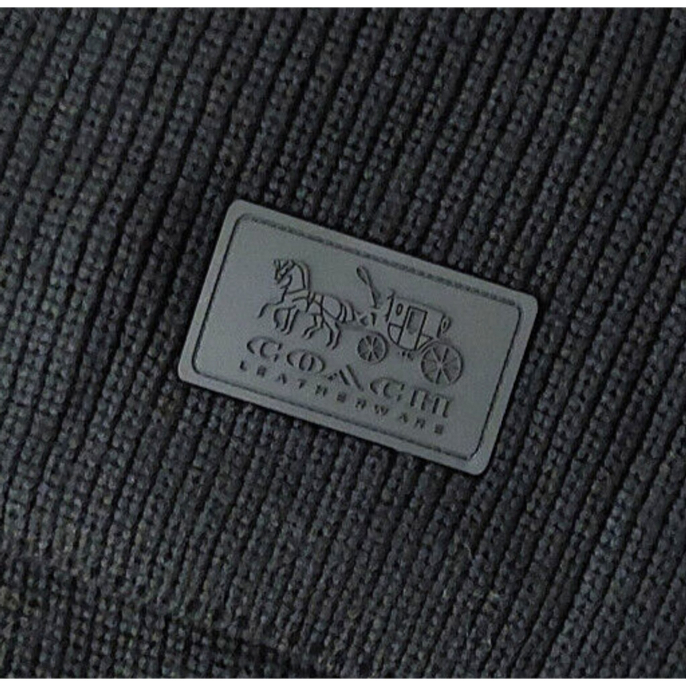 Coach Chunky Patch Long Wool Knit Scarf Black Fall Winter NWT - Picture 4 of 6